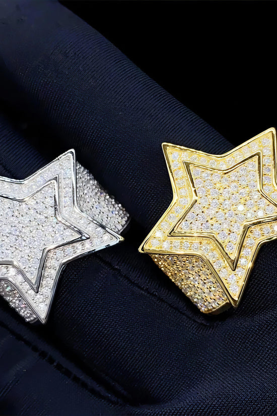 Hip Hop Iced Out Lab Diamond Jewelry Silver 925 Vvs Moissanite Men Star Rings