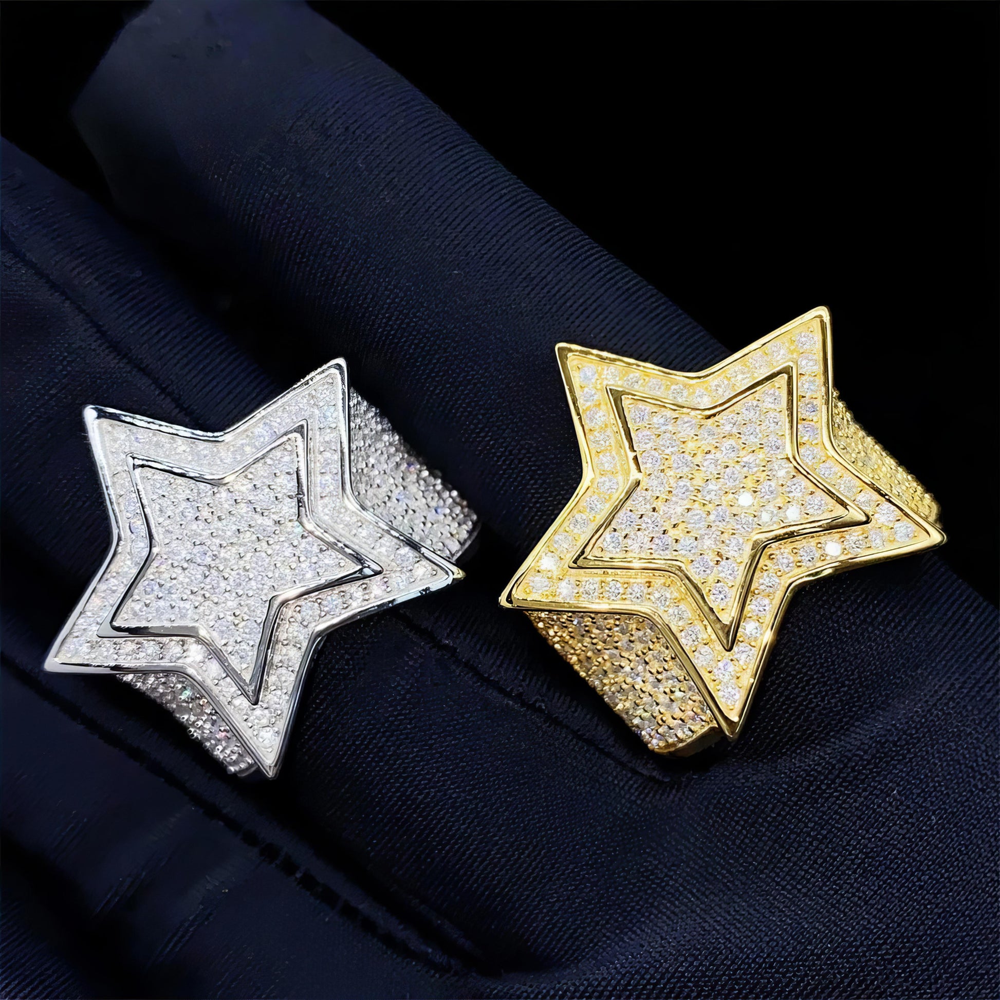 Hip Hop Iced Out Lab Diamond Jewelry Silver 925 Vvs Moissanite Men Star Rings