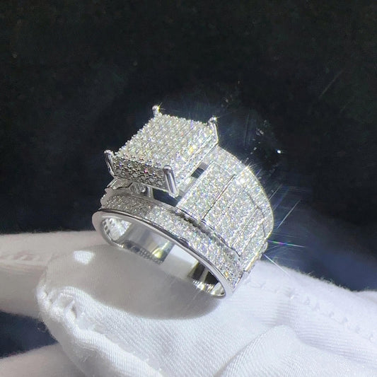 Fine Jewelry Women Rings Sterling Silver 925 Lab Diamond Vvs Moissanite Iced Out Diamond Hip Hop Iced Out Jewelry Ring