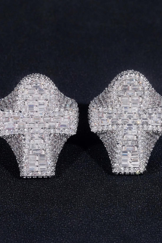 Fashion Jewelry Hot Selling Hip Hop Ring Men Brass Full Pave Ice Out CZ Diamond Cross Ring Ready to Ship Wedding Rings