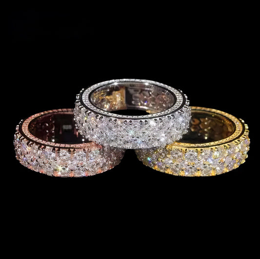 Wholesale Price Silver 925 Jewelry Ring Iced Out Two Rows VVS Moissanite Ring Men Hip Hop Rings GRA Certificated