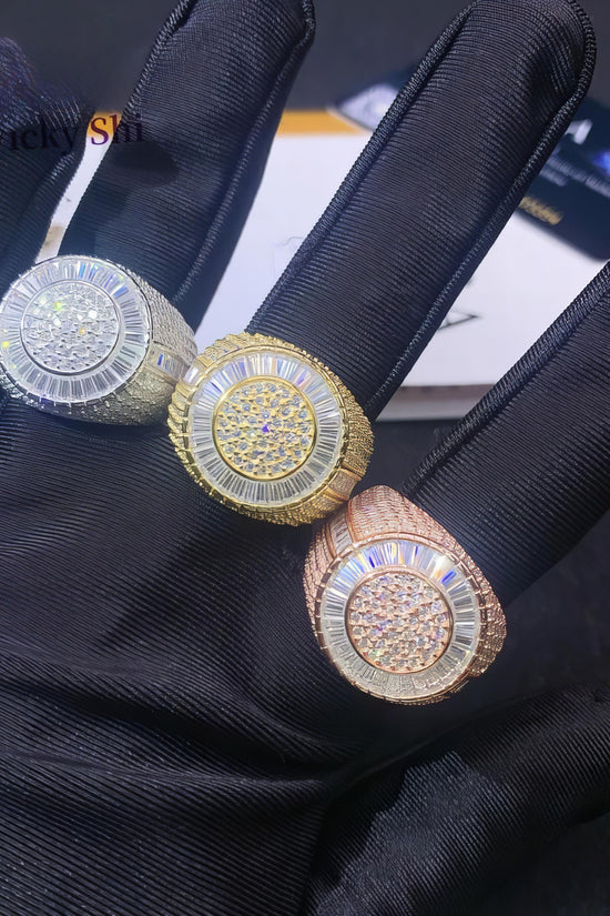Fine Jewelry Luxury Design Rapper Hip Hop Rings Iced Out 925 Silver VVS Moissanite Diamond Ring GRA Certificated
