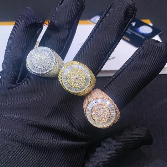 Fine Jewelry Luxury Design Rapper Hip Hop Rings Iced Out 925 Silver VVS Moissanite Diamond Ring GRA Certificated