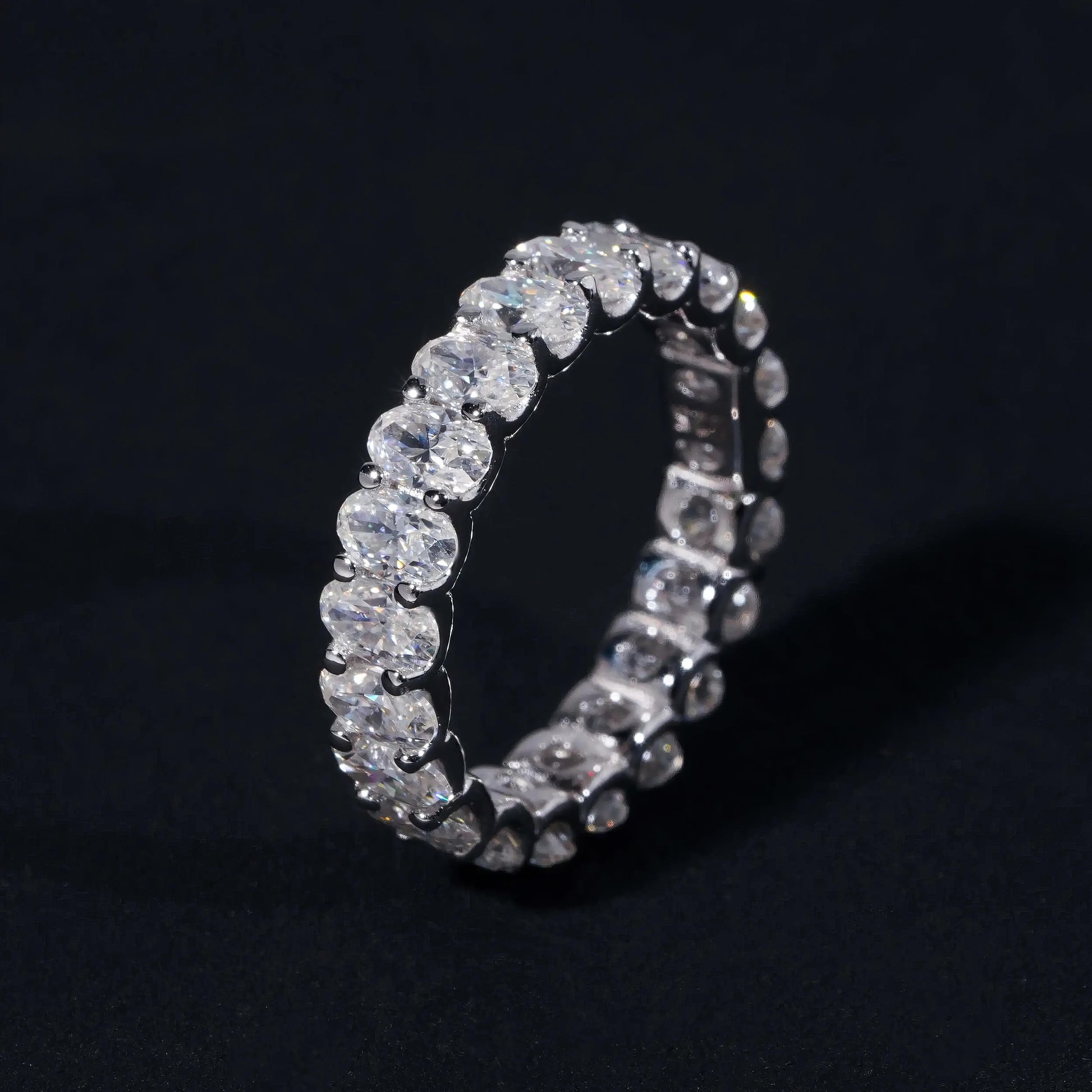 Oval Moissanite Rings Silver Plated White Gold Moissanite Engagement Rings DEF VVS 3*5 Oval Wedding Band