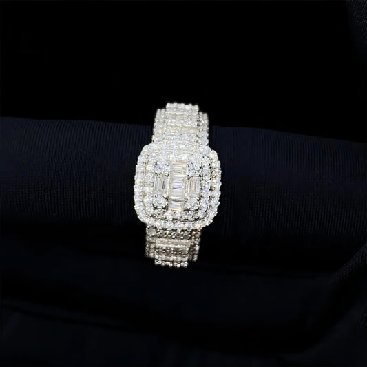 Hip Hop Fashion Ring Silver 925 Vvs Moissanite Iced Out Lab Diamond Jewelry Ring