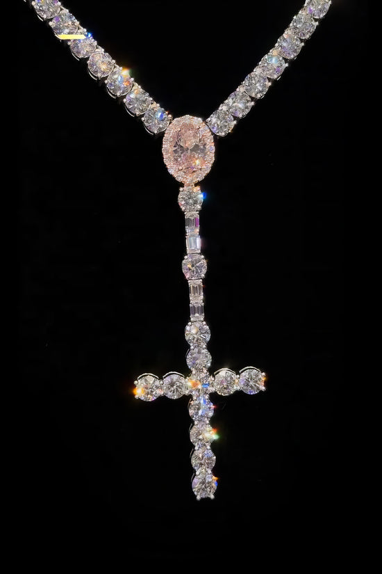 Trendy New Arrivals Iced Out 925 Tennis Chain Pendant Set Custom Made Manufacturer VVS Moissanite Diamond Cross Pendant Necklace