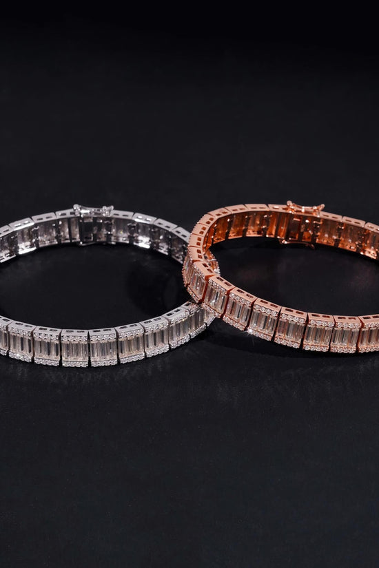 Hip Hop Style Luxury 925 Sterling Silver 9mm Width Baguette Diamond Moissanite Tennis Bracelet