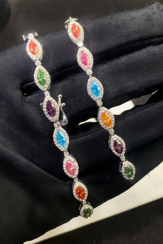 Fine Jewelry Hip Hop Moissanite Bracelet Sterling Silver Iced Out Colored Marquire Moissanite Tennis Chain Bracelet & Necklace