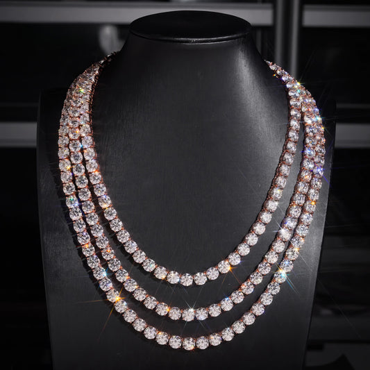GRA Hip Hop Jewelry Solid 925 Sterling Silver Brilliant Cut VVSD Color 8mm Diamond Necklace Iced Out Moissanite Tennis Chain