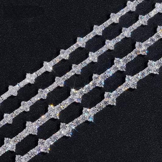 New Arrivals Tiny Cross Chian 925 Sterling Silver Bracelet Pass Diamond Tester GRA Certified VVS Moissanite Tennis Necklace