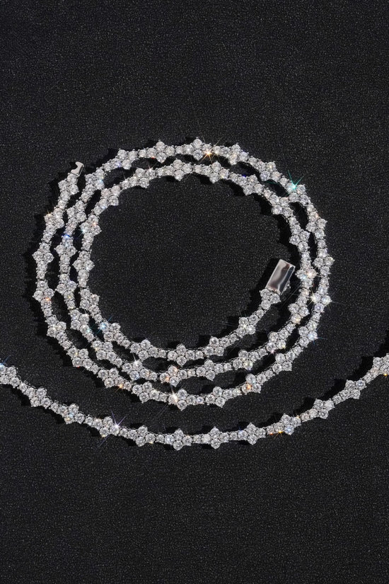 New Arrivals High Quality Fashion Iced Out Cross 3MM Flower 925 Silver Necklace Moissanite Tennis Chain