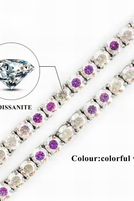 Ready to Ship GRA Certificated 925 Silver Pass Diamond Tester 3mm Colorful White Moissanite Tennis Chain