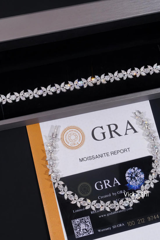 New Trendy Men Women Iced Out Diamond Clover Bracelet Moissanite Fine Jewelry 925 Sterling Silver Moissanite Tennis Bracelet