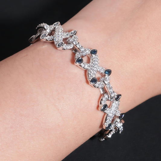 New Arrivals Hip Hop Pass Diamond Tester 925 Silver Green Blue Pear 12mm Infinity Mens Moissanite VVS Bracelet