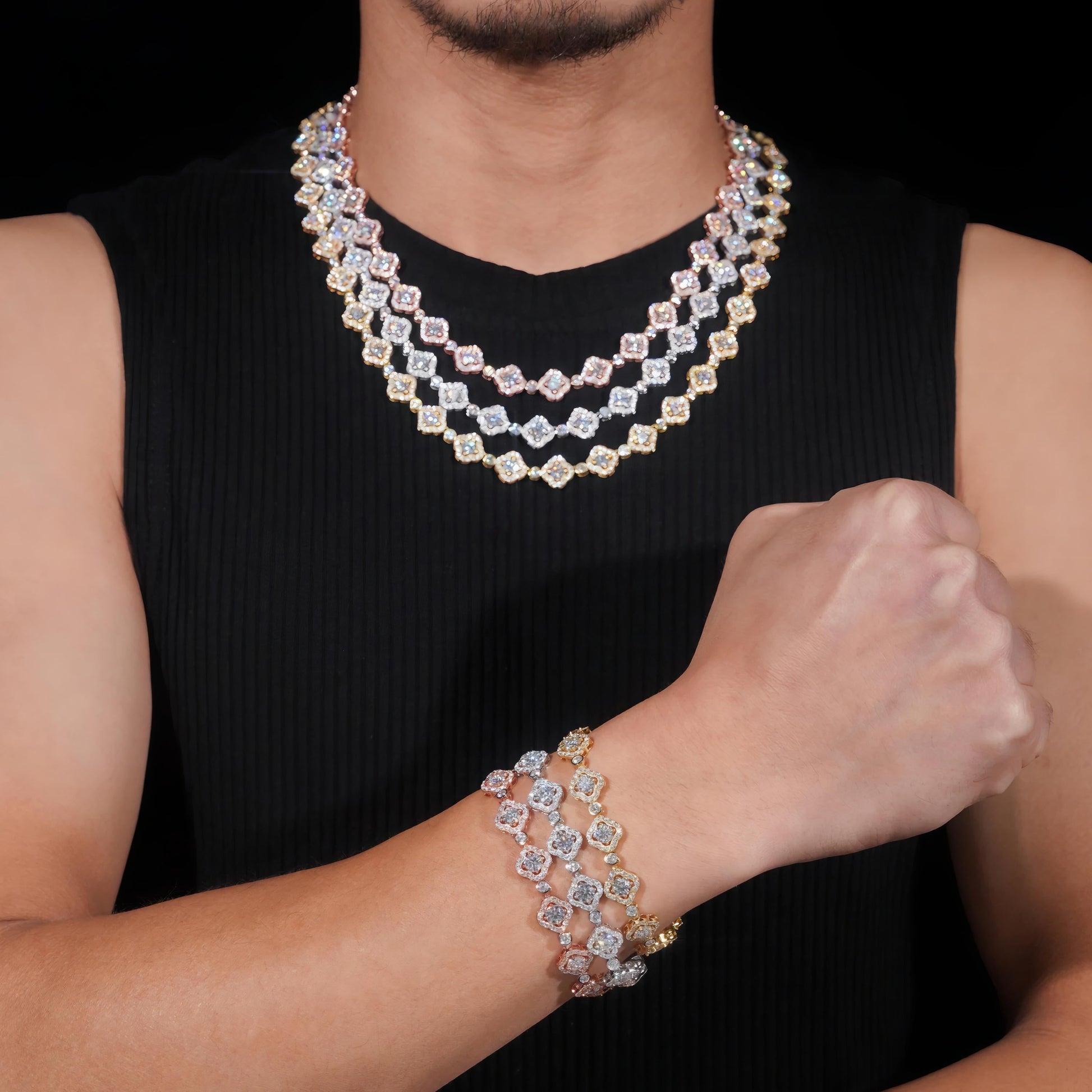 Pass Diamond Tester Iced Out Moissanite Sterling Silver Cuban Link Chain Hip Hop Men Moissanite Cuban Bracelet & Necklace