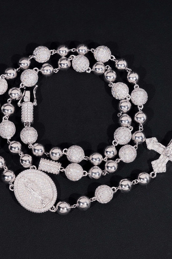 Pass Diamond Tester Hip Hop Iced Out Allah Moissanite Ball Chain 10mm Beads Necklace with Cross Pendant