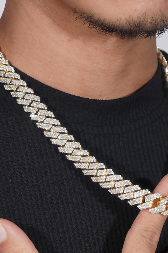 Cuban Chain Gold Plated Sterling Silver 925 Pass Diamond Tester Moissanite Hip Hop Men Jewelry Iced Out 15mm Cuban Link Chain