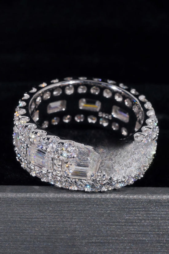 Luxury Emerald Cut Moissanite Iced Out Men's Ring 925 Silver Gold Plated Hip Hop Fine Jewelry Men Ring