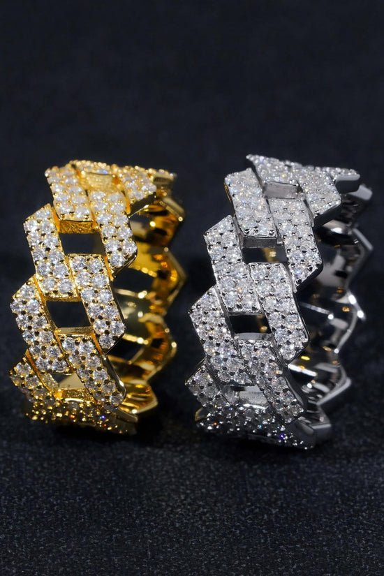 Hot Sale Fashion Two Row Cuban Rings Iced Out High Quality VVS Diamond Hip Hop Men Moissanite Ring