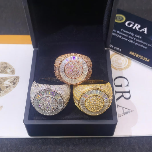 Fine Jewelry Luxury Design Rapper Hip Hop Rings Iced Out 925 Silver VVS Moissanite Diamond Ring GRA Certificated