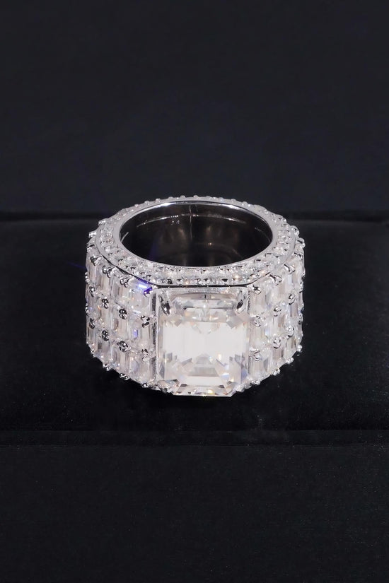 Luxury Men Ring Gold Plated Fine Jewelry Fast Shipping GRA Moissanite Emerald Cut Fully Band 925 Silver Iced Out Hip Hop Rings