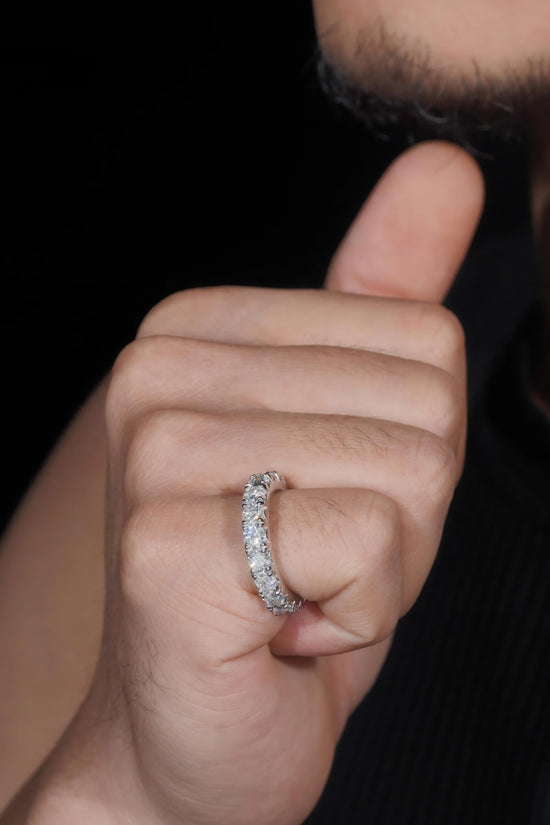 Pass Diamond Tester Silver 925 Vvs Moissanite Lab Diamond Hip Hop Iced Out Jewelry Band Ring