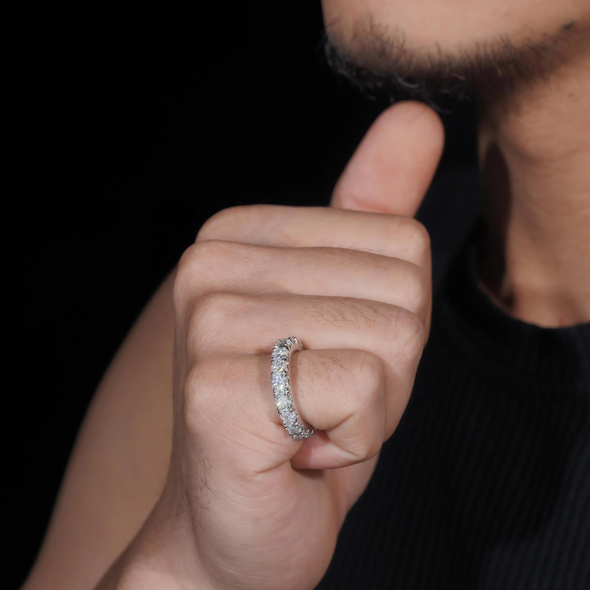 Pass Diamond Tester Silver 925 Vvs Moissanite Lab Diamond Hip Hop Iced Out Jewelry Band Ring