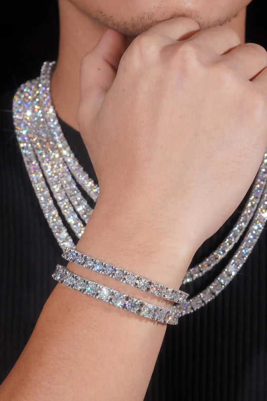 RTS Factory Price Hip Hop 925 Sterling Silver 5mm 6.5mm VVS Diamond Necklace Fully Iced Out Moissanite Tennis Chain