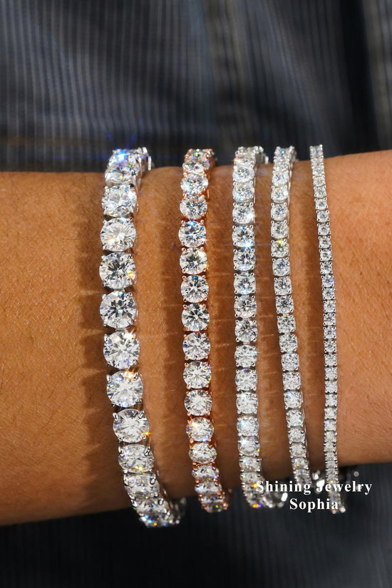 Large Stock Fine Jewelry Men Women Moissanite Tennis Bracelet Hip Hop Iced Out 925 Silver Moissanite Tennis Chain Ready to Ship