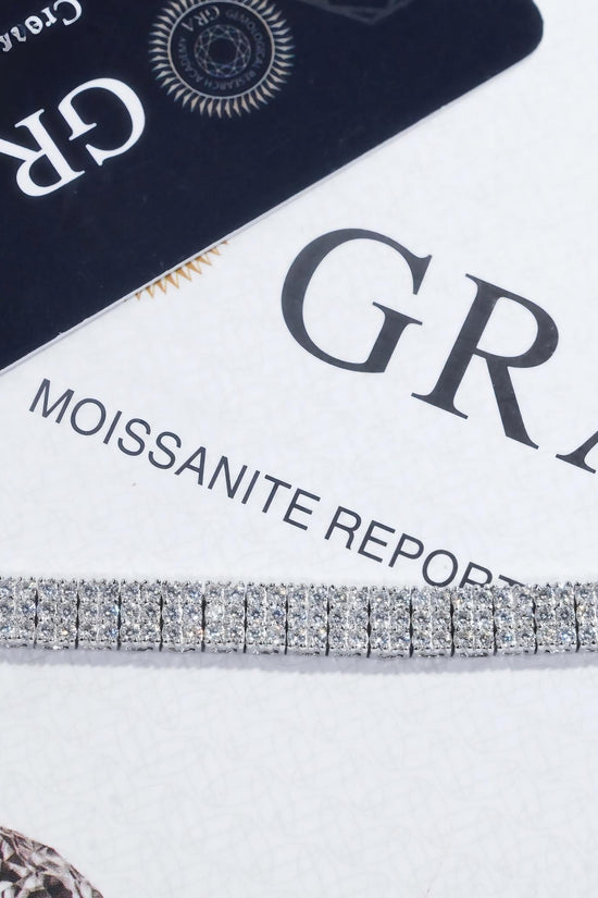 GRA Certificate Fashion Luxury 3 Rows Diamond 925 Silver Bracelet Moissanite Tennis Chain