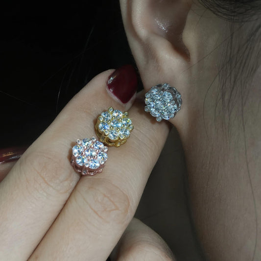 Shining High Quality 925 Sterling Silver Bling Fashion Diamond Hip Hop Iced Out White Vvs Moissanite Flower Stud Earrings