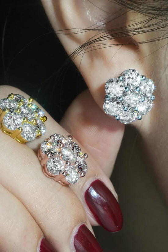 Shining Hot Top Selling Pass Diamond Tester Fine Jewelry 925 Silver 8mm 12mm 15mm Flower Earrings VVS Moissanite Stud Earrings