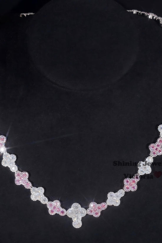 Fashion Cross Design Hip Hop Jewelry Custom 925 Silver Pink Mix White Moissanite Diamond Cuban Link Chain Necklace Cross Pendant