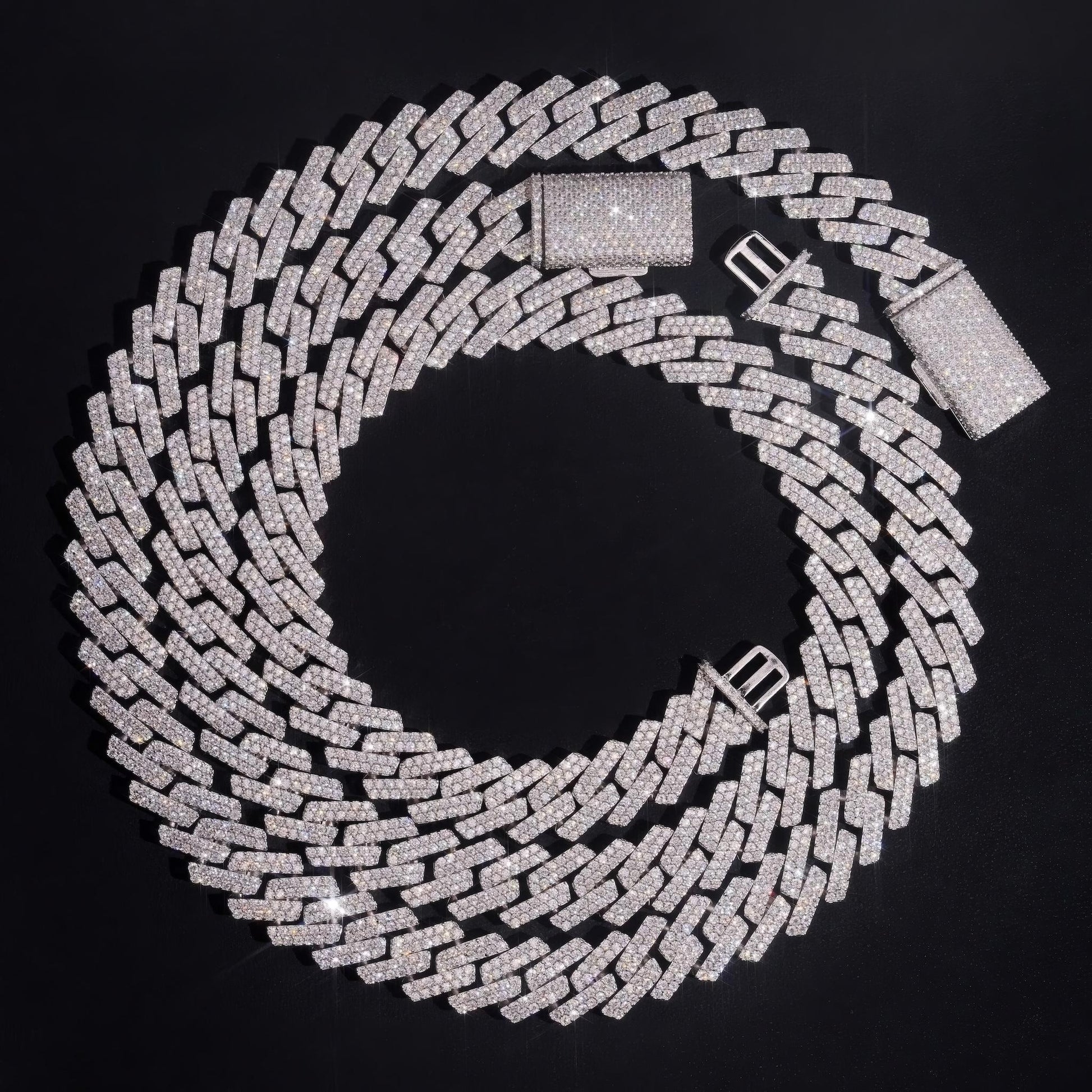 Hip Hop Jewelry High Quality Mens 15mm 925 Sterling Silver Iced Out VVS Moissanite Cuban Link Chain