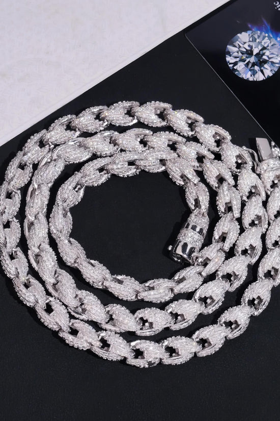 Pass Diamond Tester Hip Hop 7.5mm 925 Silver Fully Iced Out Twist Moissanite Diamond Rope Chain