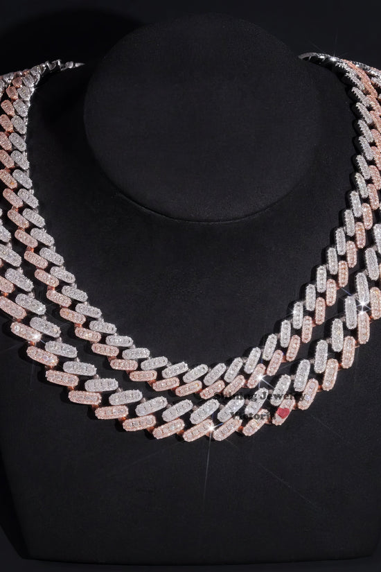 Hot Sell Men Necklace Sterling Silver 10MM 13MM Three Rows Rose Gold Cuban Link Chain Iced Out VVS Moissanite Diamond Necklace