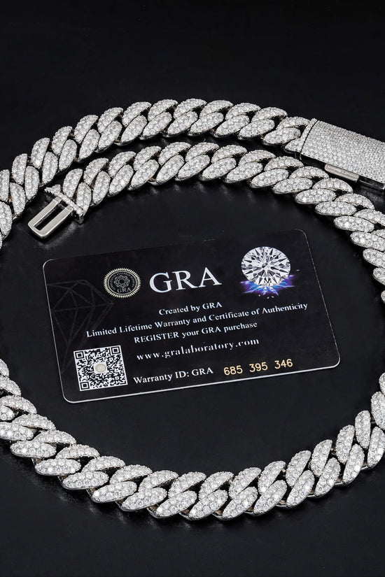 Hip Hop Fine Jewelry Factory Direct Sell 15MM Iced Out 925 Sterling Silver White Gold Plated Moissanite Cuban Link Chain Men