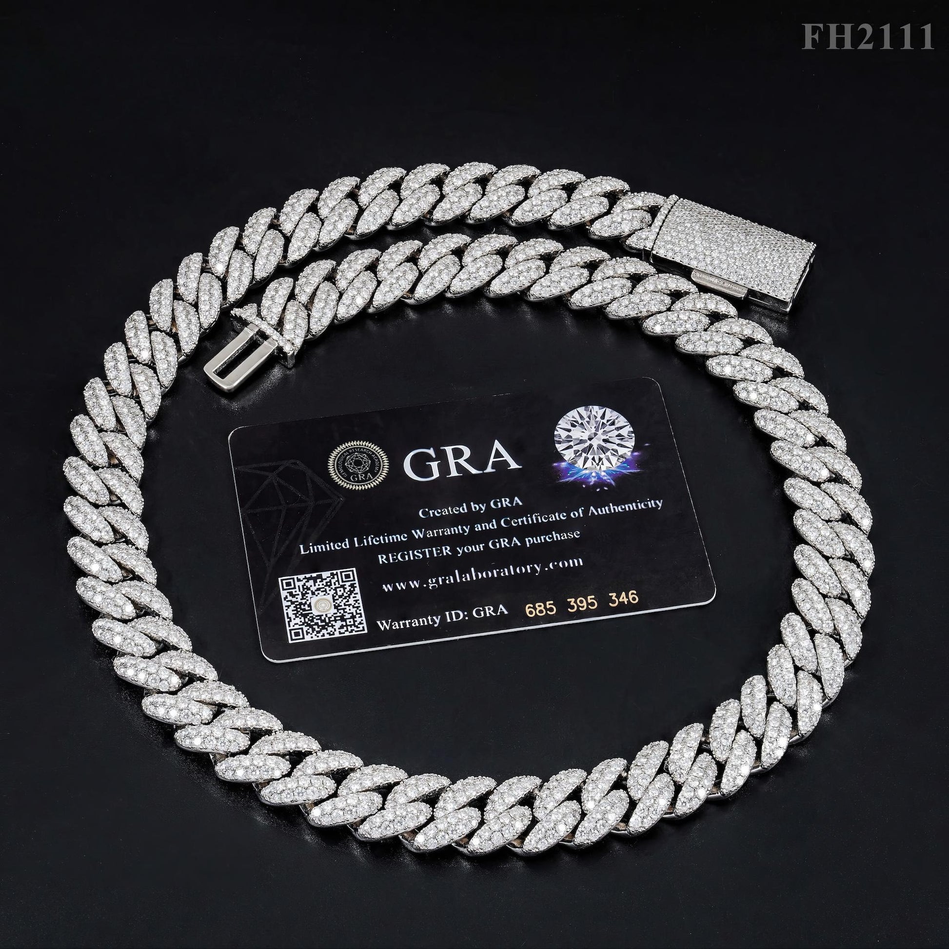 Hip Hop Fine Jewelry Factory Direct Sell 15MM Iced Out 925 Sterling Silver White Gold Plated Moissanite Cuban Link Chain Men