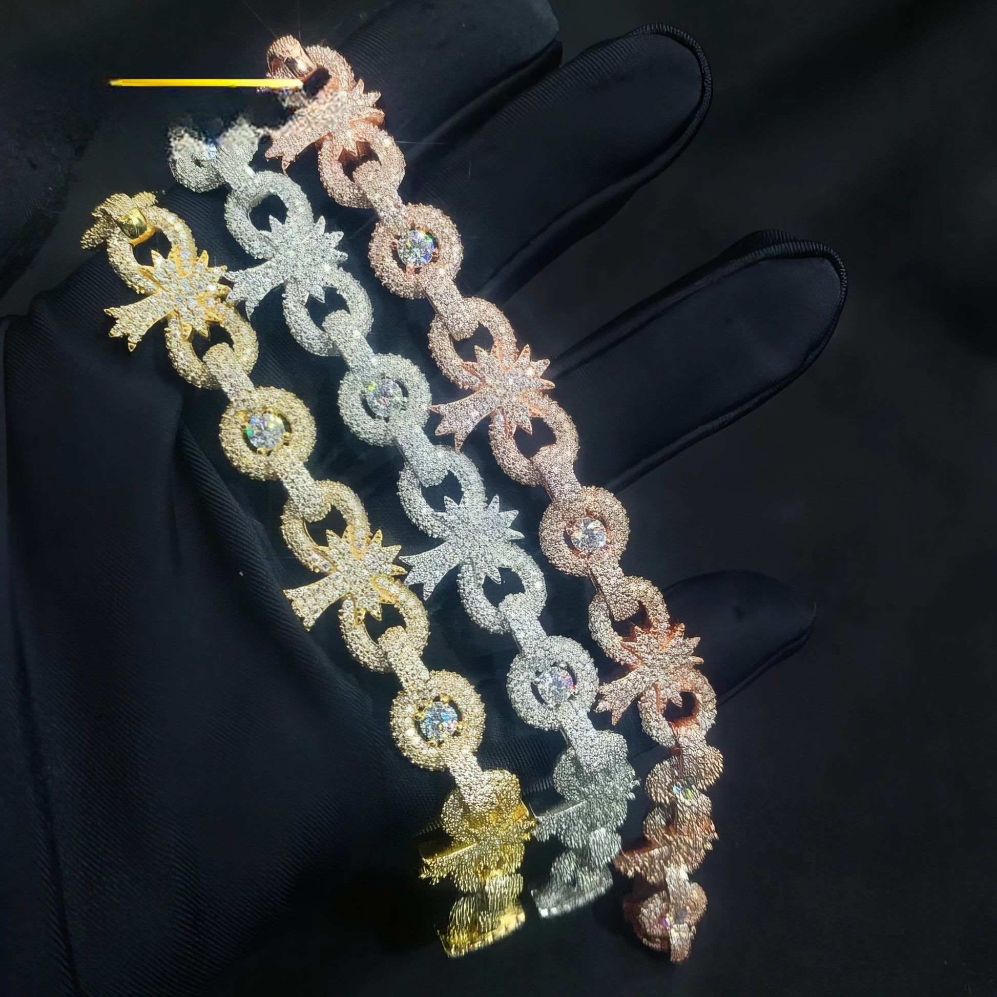 Hip Hop Jewelry Iced Out Diamond Men Fashion Bracelets Gold Plated 925 Sterling Silver Cross Moissanite Cuban Bracelet