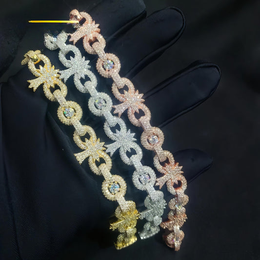 Hip Hop Jewelry Iced Out Diamond Men Fashion Bracelets Gold Plated 925 Sterling Silver Cross Moissanite Cuban Bracelet