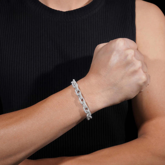 Factory Price Hip Hop Jewelry 925 Sterling Silver Pass Diamond Tester 8MM Fully Iced Out Box Chain Cuban Link Bracelet