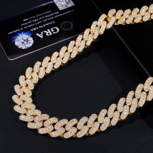 925 Sterling Silver VVS Moissanite Cuban Link Chain Hip Hop Jewelry 16mm Cuban Ice Out Necklace