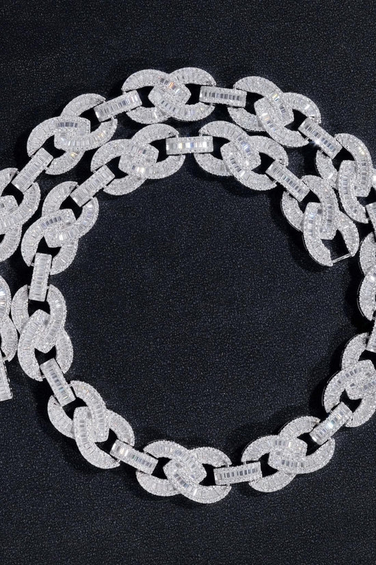 15MM Fully Iced Out 925 Silver Gold Plated Necklace VVS Diamond Baugette Infinity Link Cuban Chain Moissanite Jewelry