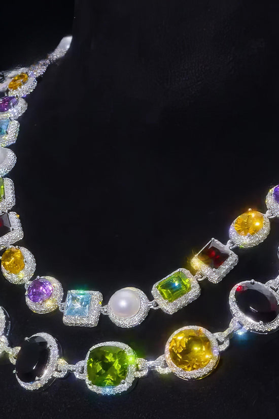 Customized Hip Hop Jewelry 925 Silver Colorful CZ Diamond Cuban Link Charm Necklace Iced Out Fashion Link Chain