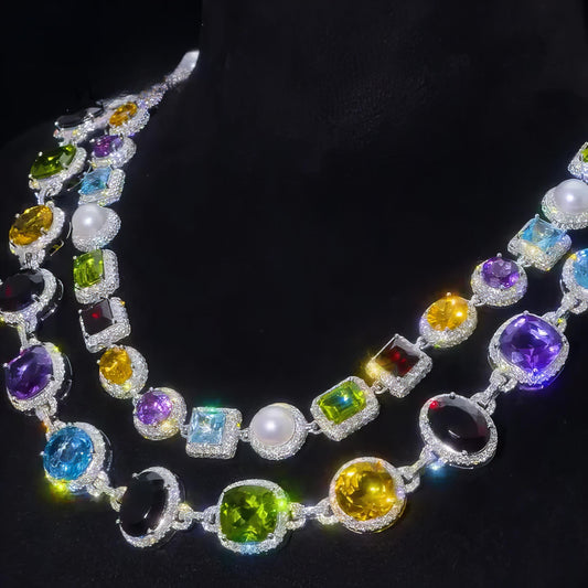 Customized Hip Hop Jewelry 925 Silver Colorful CZ Diamond Cuban Link Charm Necklace Iced Out Fashion Link Chain