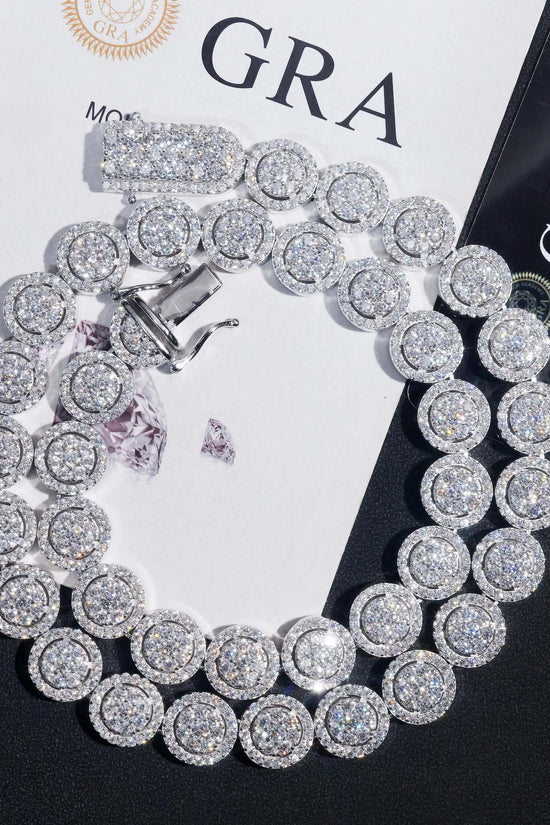 Rapper Hip Hop Jewelry 925 Silver Gold Plated 13MM Iced Out VVS D Color Moissanie Cuban Link Chain Cluster Tennis Chain