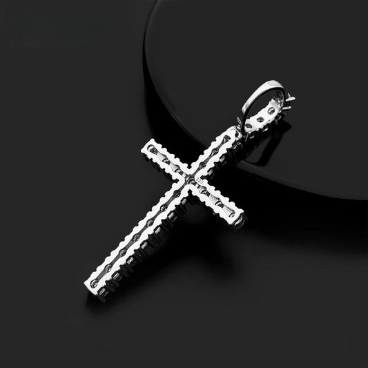 Hip Hop Regular Moissanite Diamond Cross Pendants 925 Silver Men Women 4mm Cross Charms Rhodium Plated