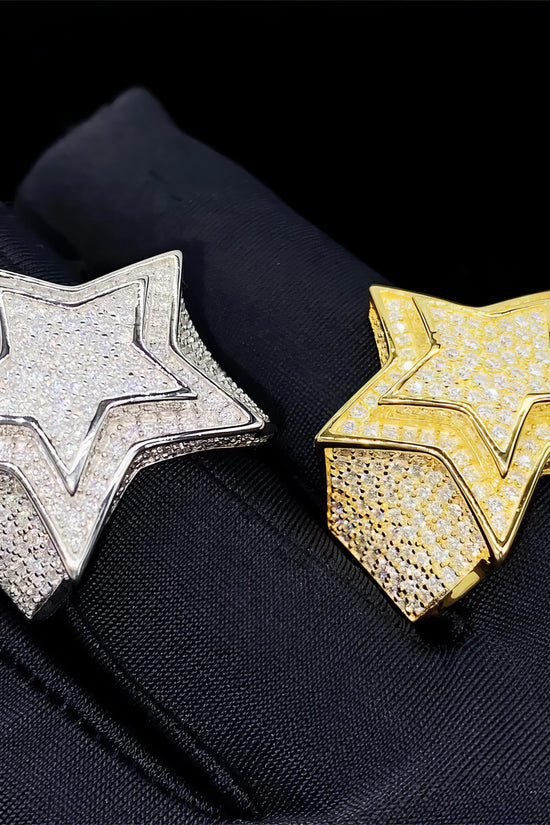 Hip Hop Iced Out Lab Diamond Jewelry Silver 925 Vvs Moissanite Men Star Rings
