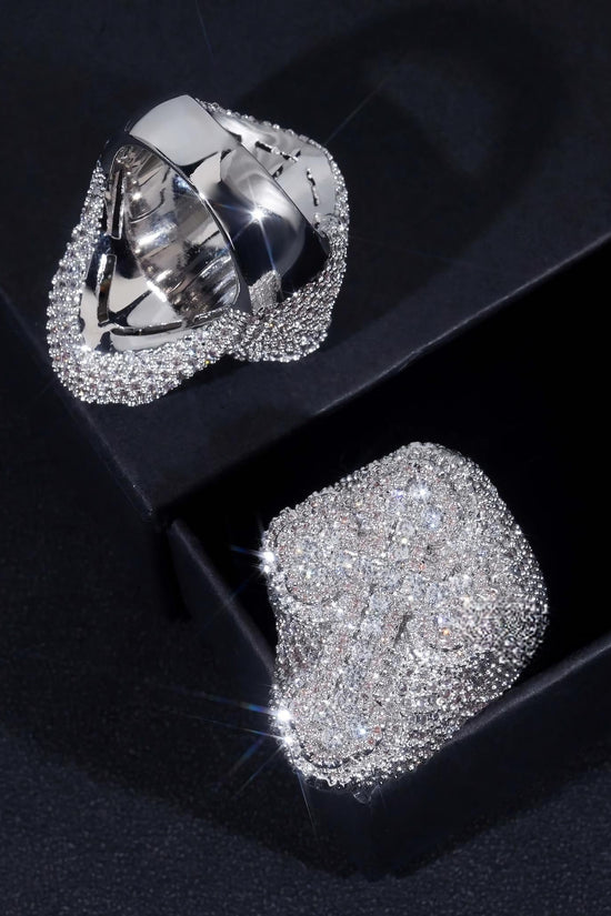 Fast Shipping Iced Out Hip Hop Ring Men Fashion Brass Cubic CZ Diamond Cross Ring Luxury Style Wedding Engagement Rings