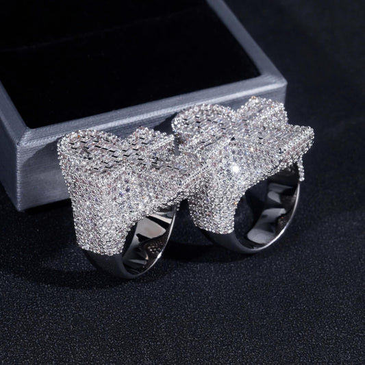 Fashion Jewelry Hot Selling Hip Hop Ring Men Brass Full Pave Ice Out CZ Diamond Cross Ring Ready to Ship Wedding Rings